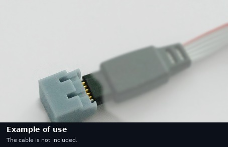 Example of use: the protective cap on the head of a Tag-Connect cable, covering the spring pins. The cable is not included.