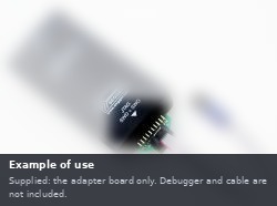 Example of use: the ARM20-CTX adapter board between a debugger and a Tag-Connect cable. Only the adapter board is supplied.